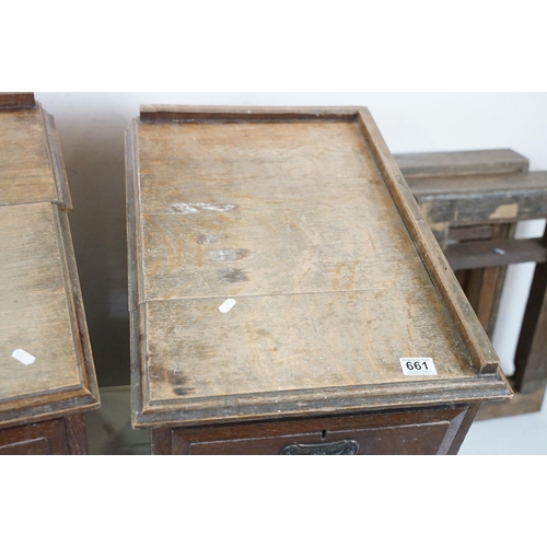 661 - Pair of Early 20th century Oak Chest of Four Drawers, each 88cm high x 43cm wide x 59cm deep