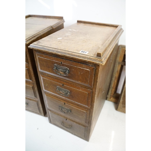 661 - Pair of Early 20th century Oak Chest of Four Drawers, each 88cm high x 43cm wide x 59cm deep