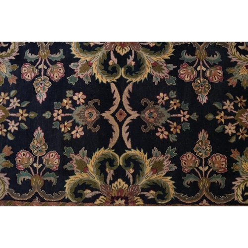 665 - Woodpile Rug, Indian Jaipur Tea-washed, all over floral pattern with surrounding gold border, 252cm ... 