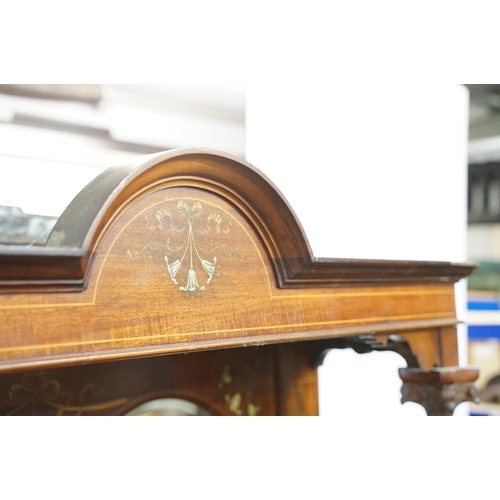 667 - Edwardian Mahogany Inlaid Mirrored Back Glazed Cabinet, the upper section with kidney shaped bevelle... 