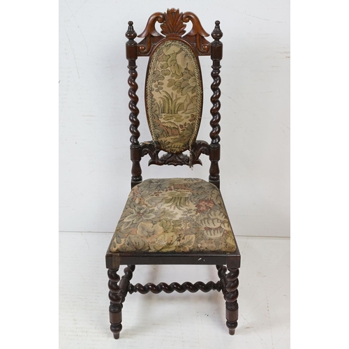 678 - 19th century Rosewood Child's Chair in the form of a Hall Chair with barley-twist supports, 31cm wid... 