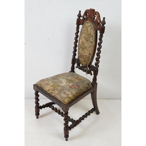 678 - 19th century Rosewood Child's Chair in the form of a Hall Chair with barley-twist supports, 31cm wid... 