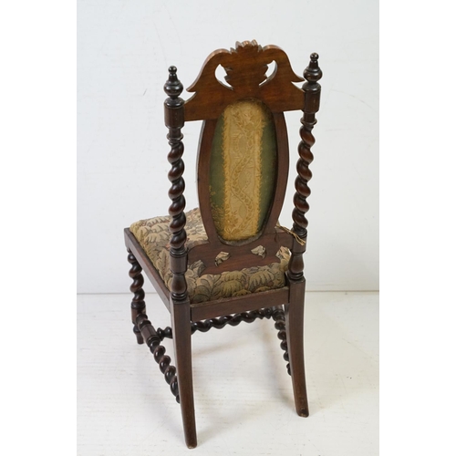 678 - 19th century Rosewood Child's Chair in the form of a Hall Chair with barley-twist supports, 31cm wid... 