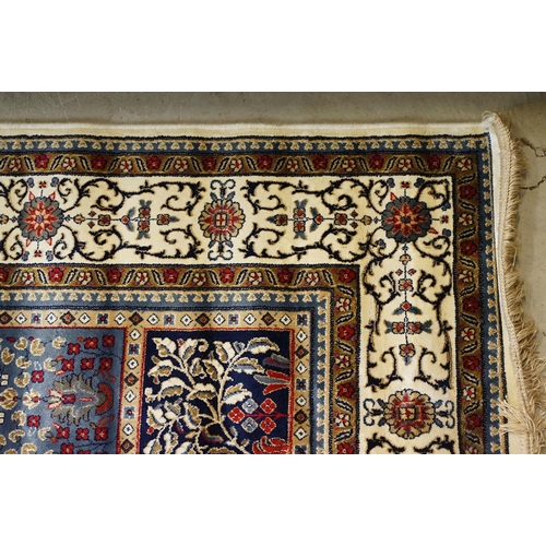 679 - Ivory ground Kashmir Carpet, Persian panel design, 300cm x 200cm