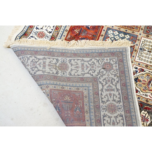 679 - Ivory ground Kashmir Carpet, Persian panel design, 300cm x 200cm