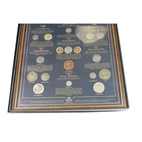 340 - A framed Heritage Battle of Trafgalgar reproduction coin and medal set together with a Heritage coll... 