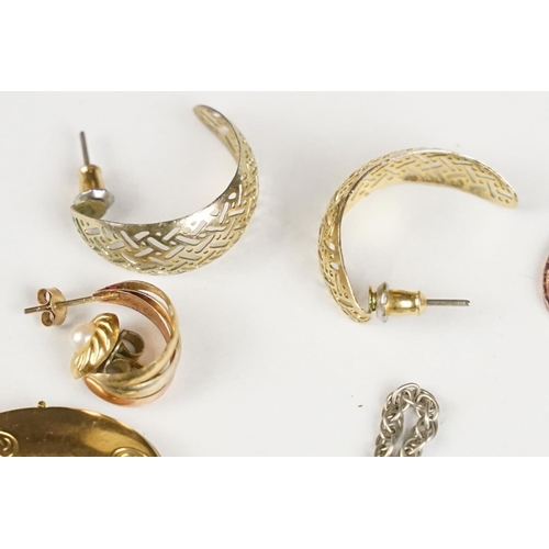 349 - Jewellery including Gold Earrings, Silver Gilt Heart Bracelet, etc