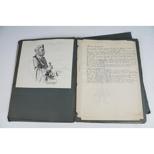 351 - An album of mainly pen and ink sketches of India, including portraits, such as Sikh Warrior, A Daugh... 