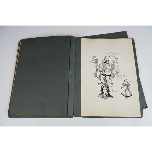 351 - An album of mainly pen and ink sketches of India, including portraits, such as Sikh Warrior, A Daugh... 