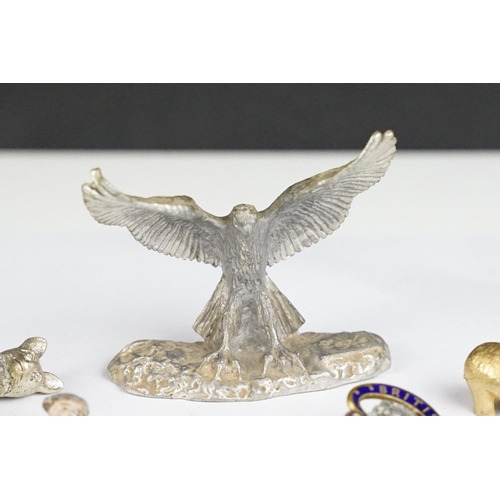 365 - Group of Collectables including Lead Figures, Gilt Turtle, Silver Plated Dog, Eagle, Badges, etc