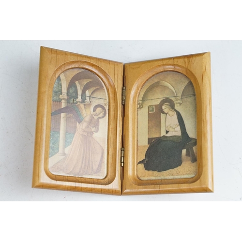 367 - A small group of religious collectables to include a blanc de chine virgin mary and a selection of i... 