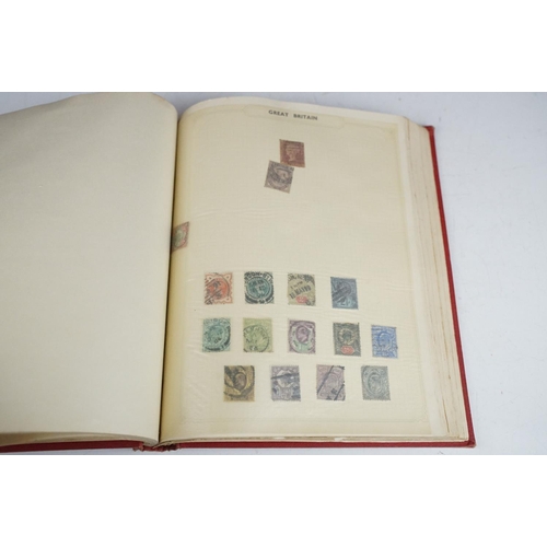 462 - A collection of British, Commonwealth and world stamps contained within a red simplex album to inclu... 