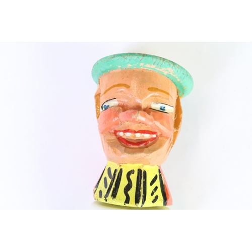 206 - A novelty hand carved and painted wooden mid 20th century bottle pourer / stopper.