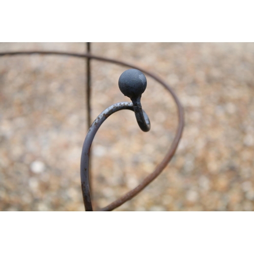 586 - Wrought Iron Circular Garden Plant Support, 41cm diameter x 104cm high