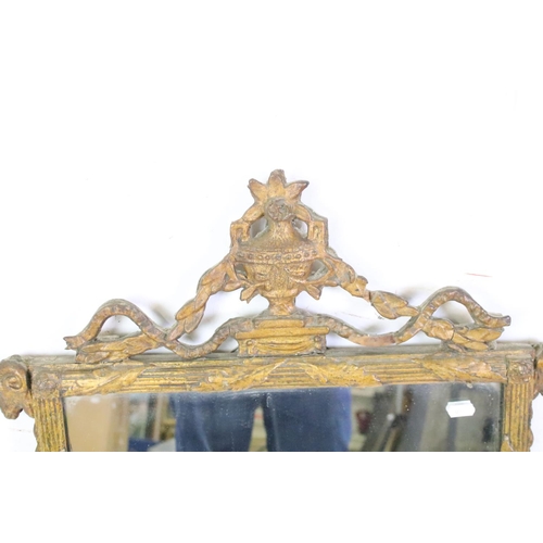 591 - Adams style Gilt Framed Rectangular Mirror with Urn, Ram's Head and Swag decoration, 96cm x 58cm