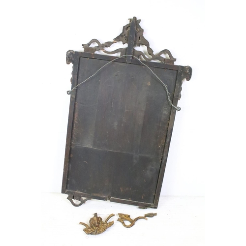 591 - Adams style Gilt Framed Rectangular Mirror with Urn, Ram's Head and Swag decoration, 96cm x 58cm