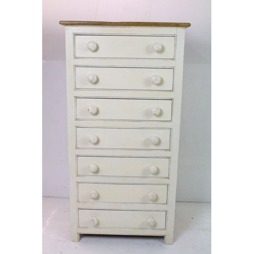 660 - Painted Pine Seven Drawer Chest, 125cm high x 64cm wide x 47cm deep