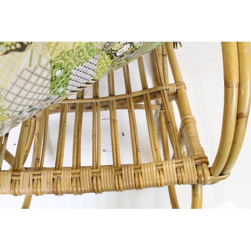 680 - Bentwood Bamboo and Wicker Rocking Chair with cushion back and seat, 96cm high x 56cm wide x 104cm d... 