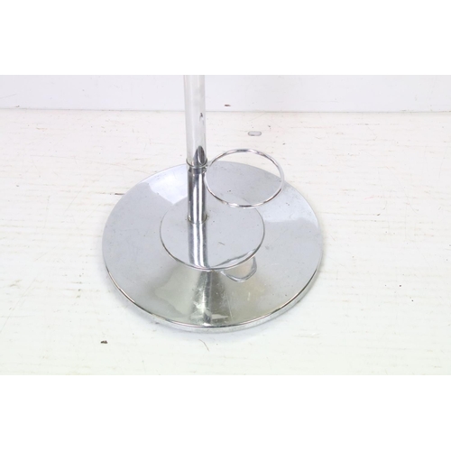 597 - Mid century Retro Chrome Stick / Umbrella Stand with turned wooden handle, 80cm high x 35cm wide