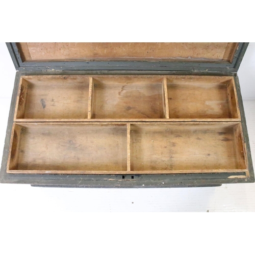 662 - Victorian Pine Tool Box or Chest, the hinged lid opening to two fitted lift out tool trays, 40cm hig... 