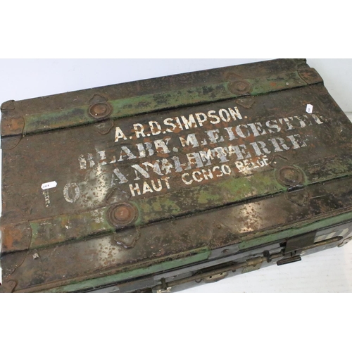 666 - Military Tin Trunk, 24cm high x 69cm wide