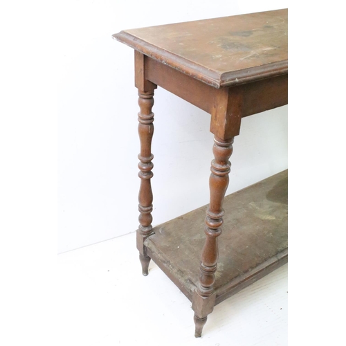 681 - Late 19th century Two Tier Mahogany Serving Buffet Table raised on turned supports, 91cm high x 123c... 