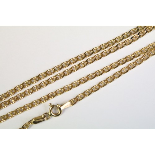 262 - A ladies 9ct gold curb link necklace together with a pair of 9ct gold and freshwater pearl stud earr... 