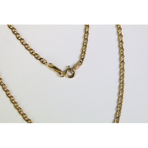 262 - A ladies 9ct gold curb link necklace together with a pair of 9ct gold and freshwater pearl stud earr... 