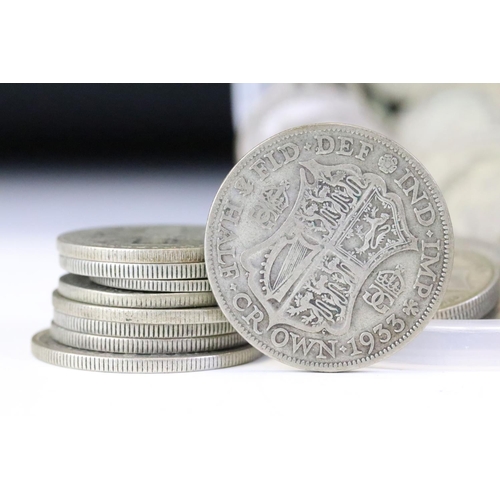 135 - A large collection of British pre decimal silver coins to include Queen Victoria and George V exampl... 