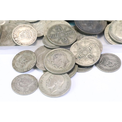 135 - A large collection of British pre decimal silver coins to include Queen Victoria and George V exampl... 