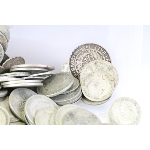 135 - A large collection of British pre decimal silver coins to include Queen Victoria and George V exampl... 