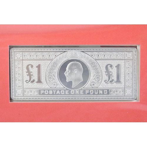 154 - A Royal Mail Edward VII & George V Silver Stamp Ingot collection, in original presentation box.