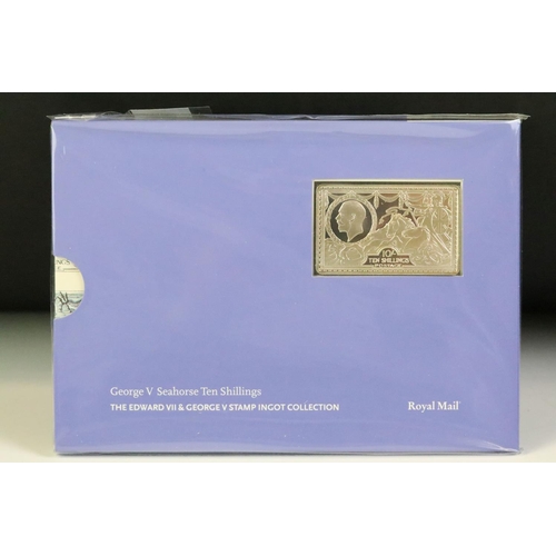 154 - A Royal Mail Edward VII & George V Silver Stamp Ingot collection, in original presentation box.