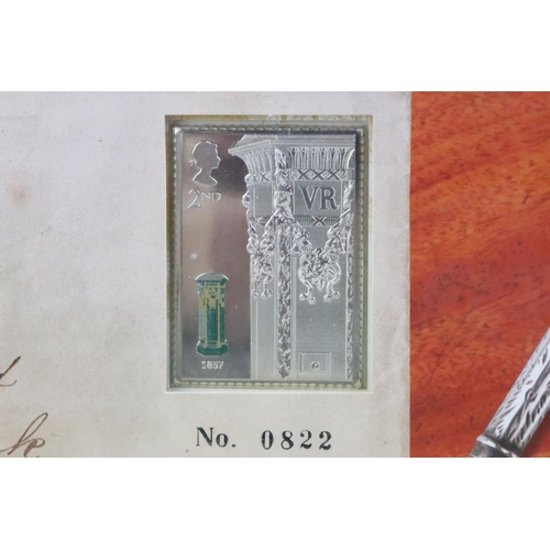 155 - A Royal Mail Pillar to Post Sterling Silver Ingot and Stamp Set together with a Castles Stamp ingot ... 