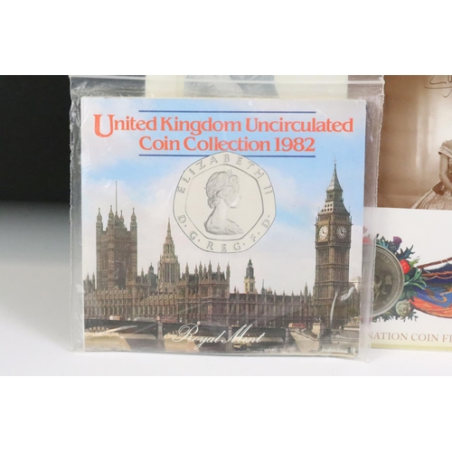 156 - A collection of mainly British mixed coins to include two proof year sets, two brilliant uncirculate... 