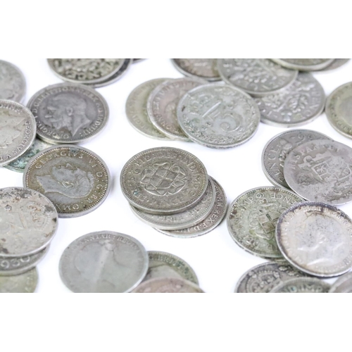 160 - A large collection of British pre decimal silver threepence coins to include Queen Victoria examples... 