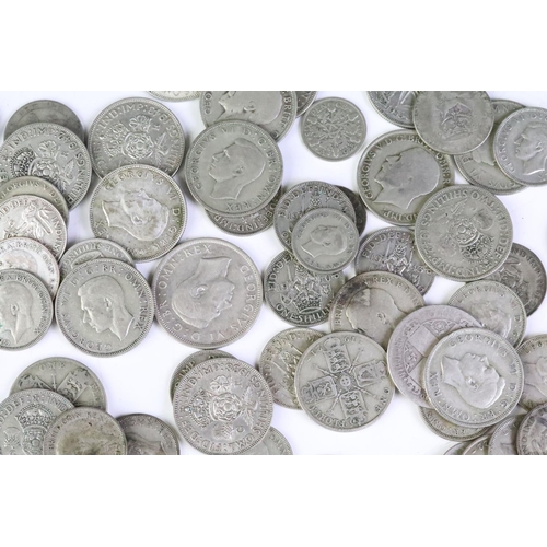 161 - A collection of British pre decimal silver coins to include half crowns, florins shillings and sixpe... 