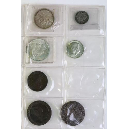 162 - A collection of early pre decimal British and World coins to include King William IIII, King George ... 