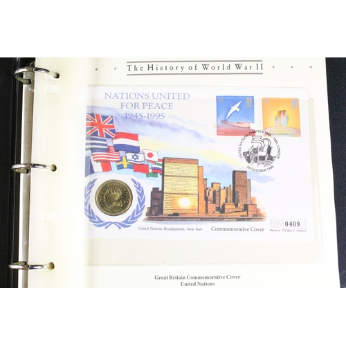 180 - A collection of uncirculated coin covers contained within five collectors albums to include Golden J... 