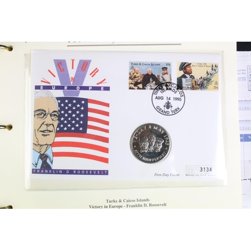 180 - A collection of uncirculated coin covers contained within five collectors albums to include Golden J... 