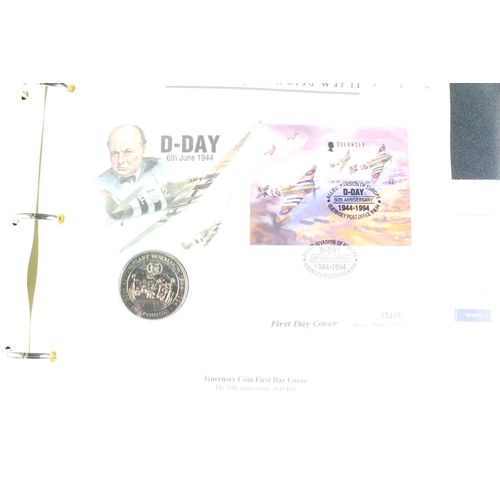 180 - A collection of uncirculated coin covers contained within five collectors albums to include Golden J... 