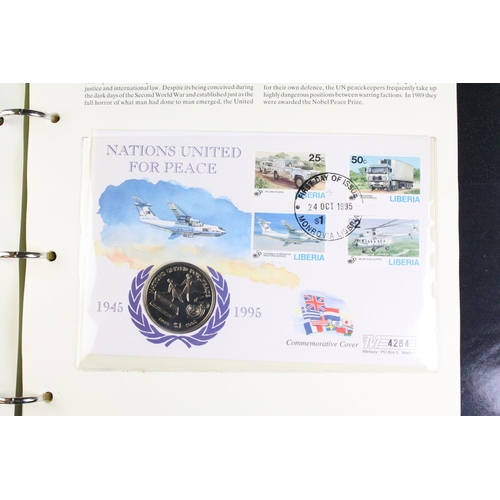 180 - A collection of uncirculated coin covers contained within five collectors albums to include Golden J... 