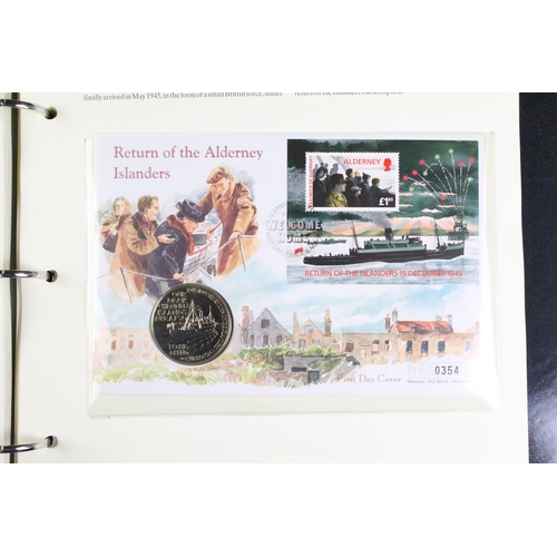 180 - A collection of uncirculated coin covers contained within five collectors albums to include Golden J... 