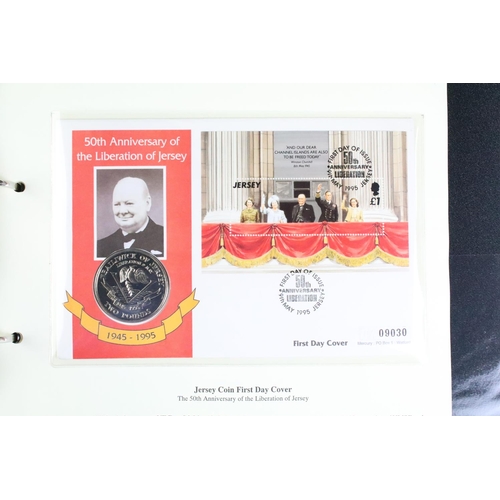 180 - A collection of uncirculated coin covers contained within five collectors albums to include Golden J... 