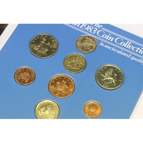 187 - A collection of three Royal Mint uncirculated coin year sets to include 1983, 2006 and 2017 examples... 