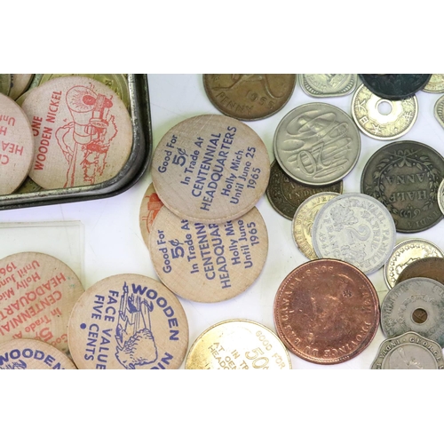 190 - A collection of world coins with examples from France, Germany, Belgium, United States, Africa, Pale... 