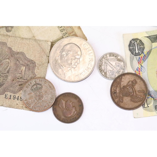 192 - A small collection of British pre decimal and world coins to include some silver examples, along wit... 