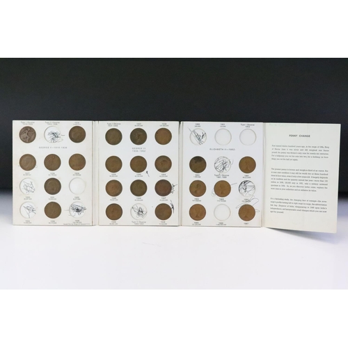 198 - A collection of British pre decimal coins within albums to include silver shillings and pennies.