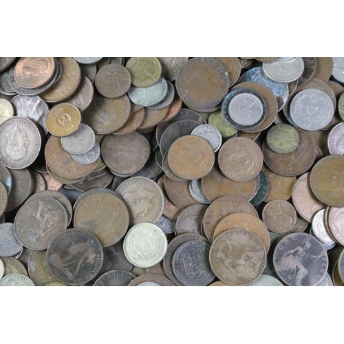 205 - A large collection of mainly British pre decimal and world coins to include some silver examples, co... 