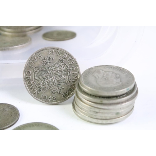 208 - A large collection of British pre decimal pre 1947 silver coins to include a good quantity of half c... 